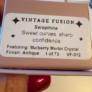 Seraphina Mulberry Merlot Crystal Ring - Antique Finish